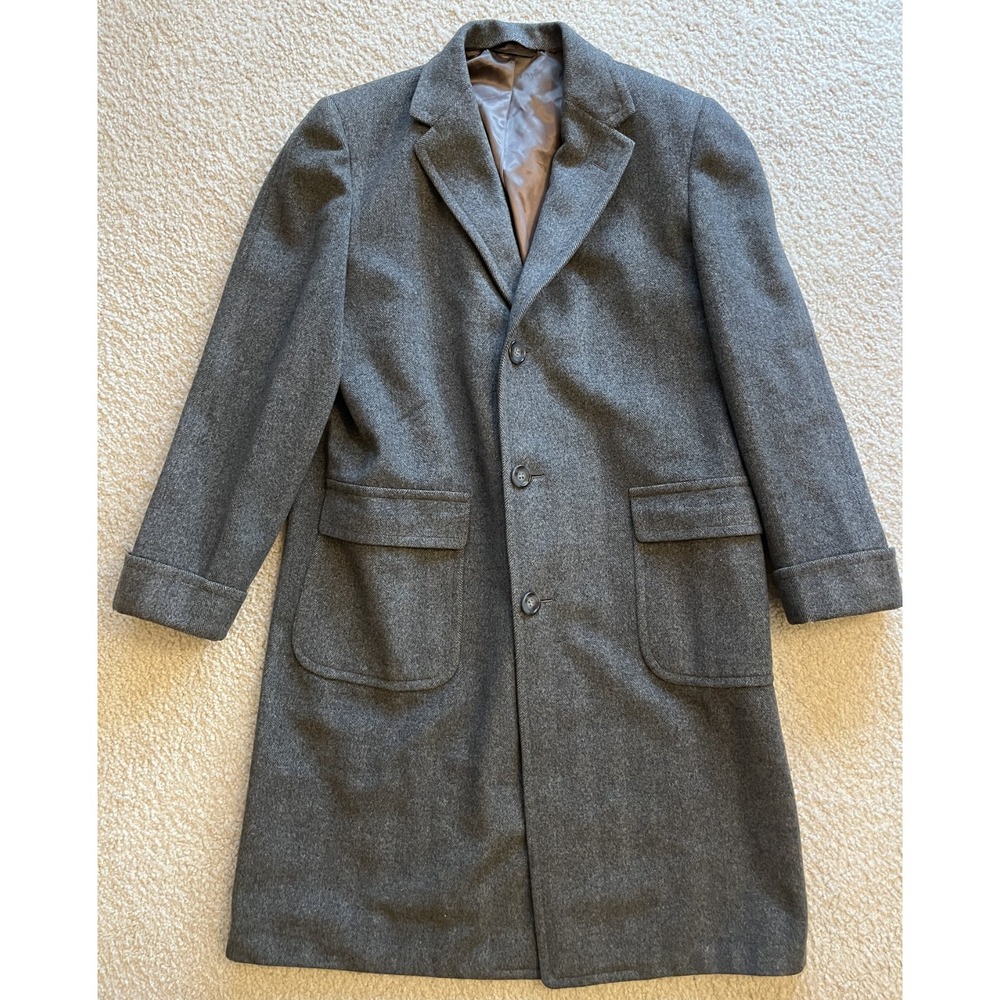 Vintage Executive Group by Bond Lined Wool Winter Trench Coat Men 46 2XL